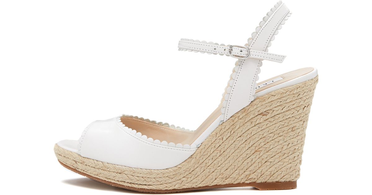 l k seve wedge sandals in white lyst l k seve wedge sandals in white lyst