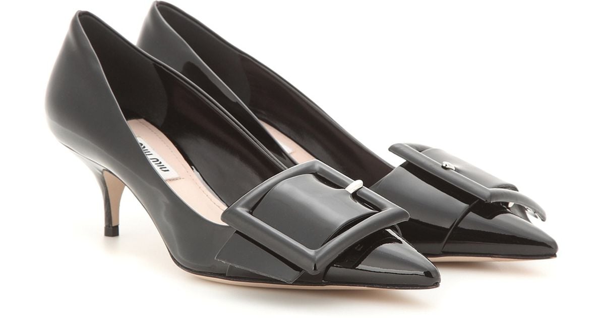 miu miu black patent leather pumps
