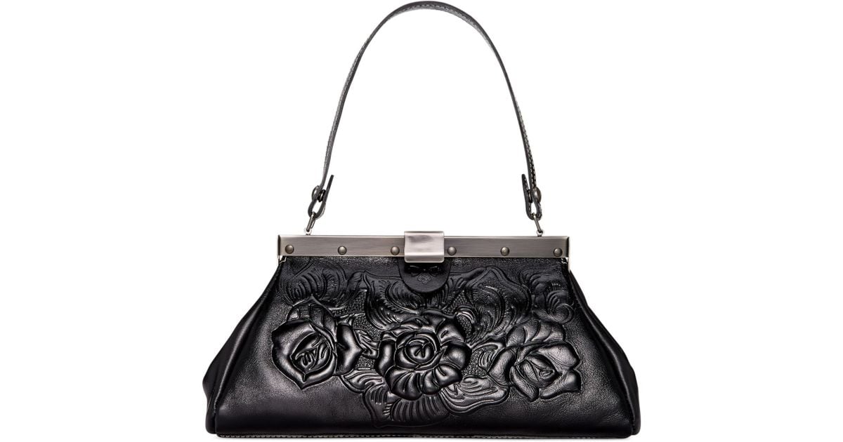 Patricia nash Tooled Rose Ferrara Satchel in Black | Lyst