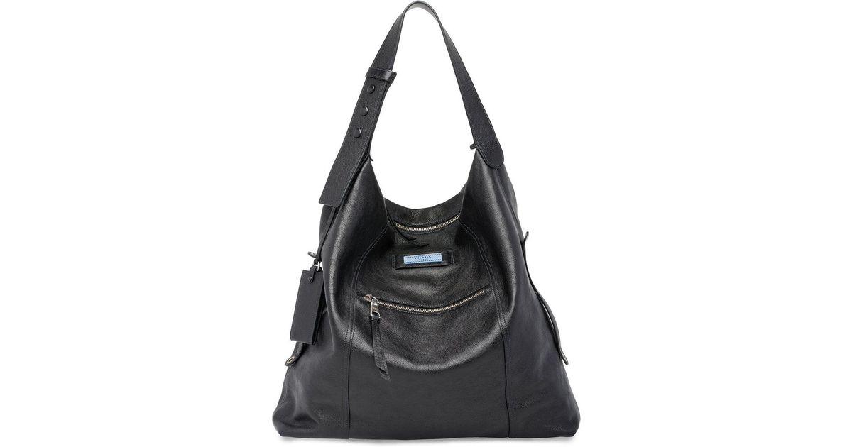Lyst Prada Etiquette Slouchy Shoulder Bag In Black