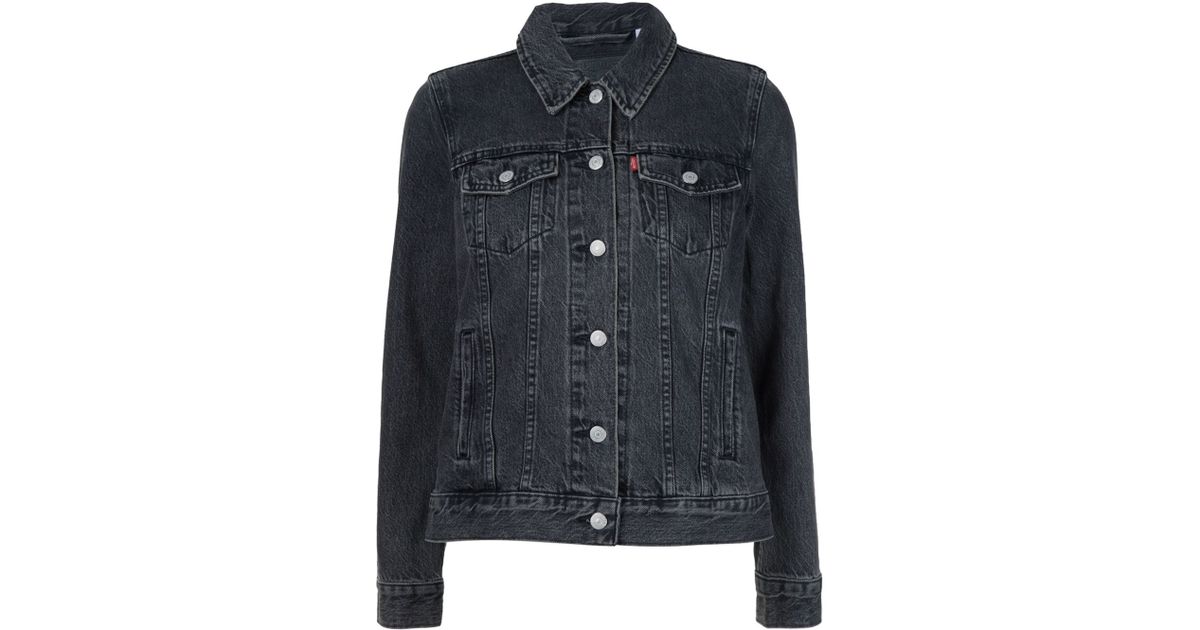 levis black denim jacket with fur