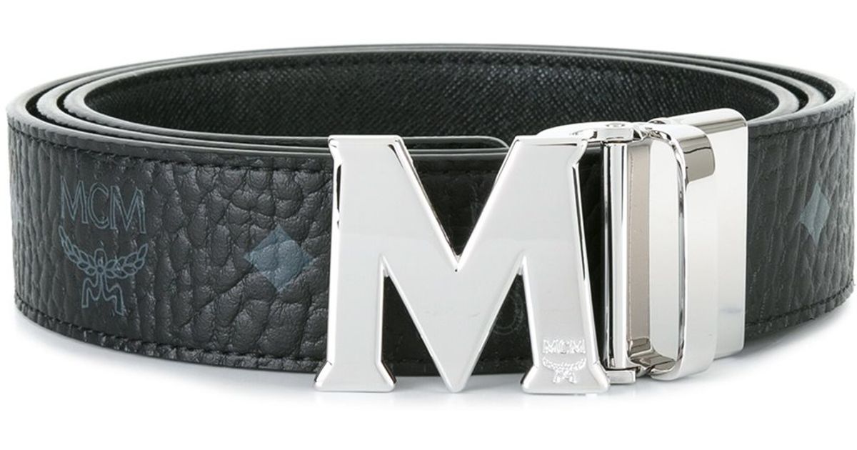 Mcm Logo Print Belt in Black | Lyst