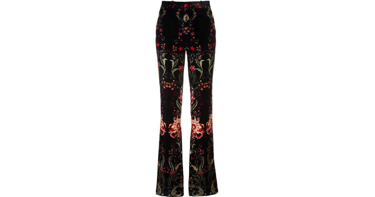 black velvet flared trousers