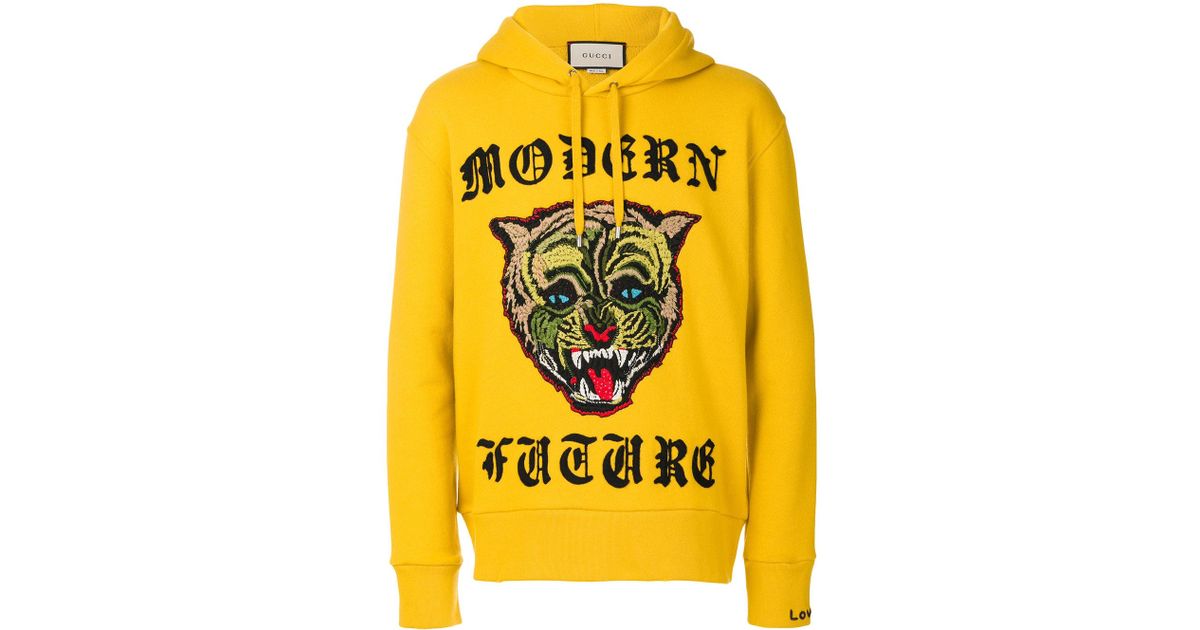 Lyst Gucci  Modern Future Wildcat Hoodie  in Yellow  for Men