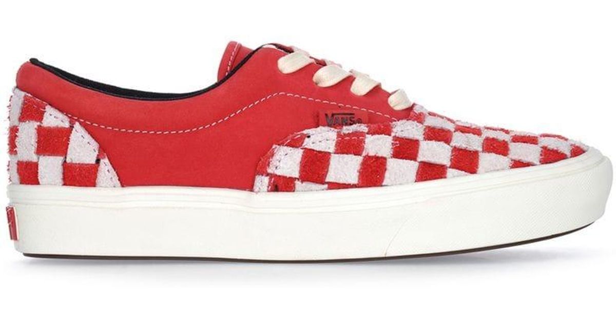 red low top checkered vans