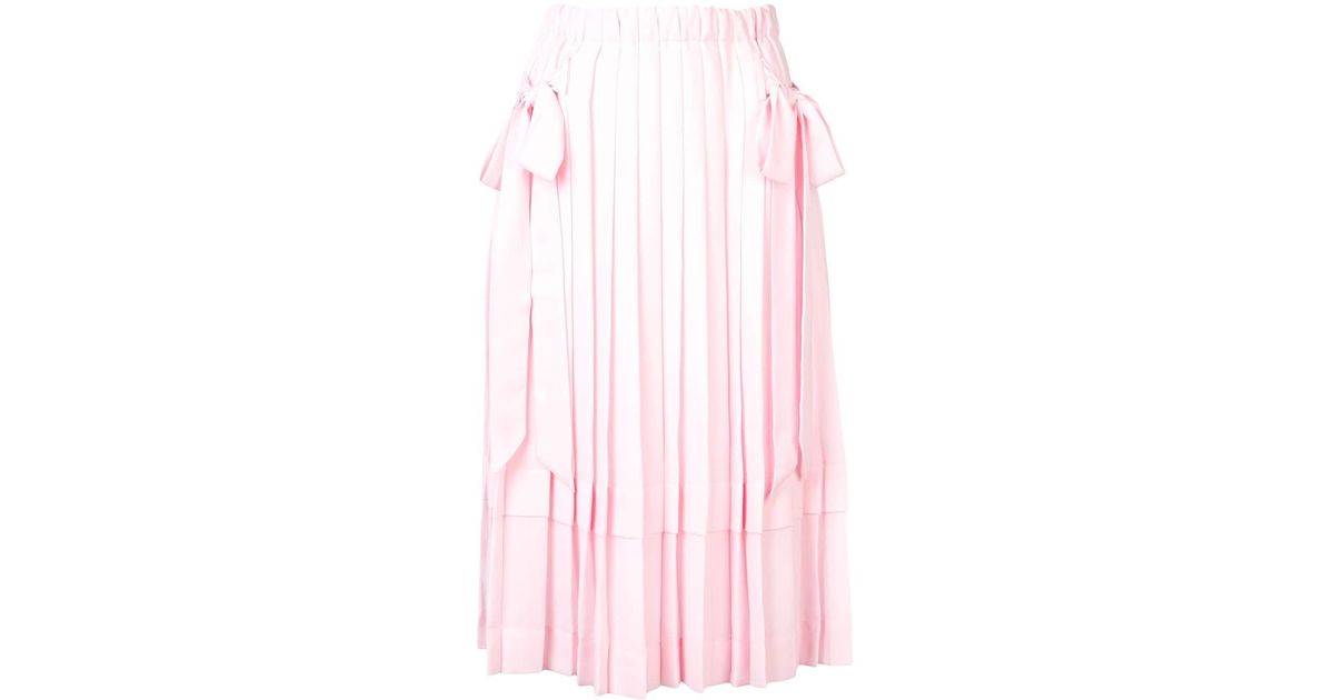 Simone Rocha Pleated Midi Skirt in Pink - Lyst