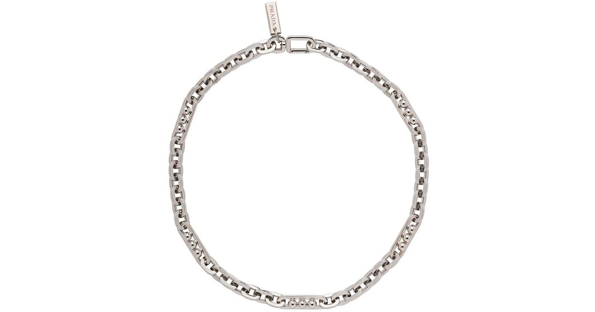 Prada Chain Necklace in Metallic for Men - Lyst