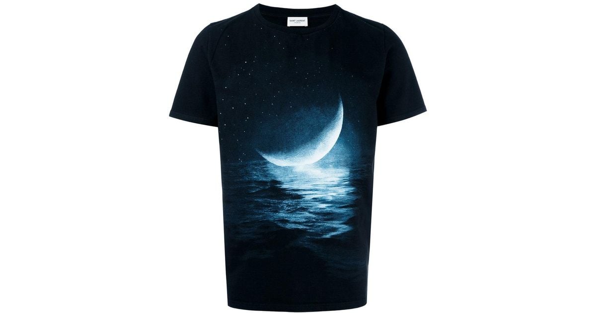 lyst saint laurent moon print t shirt in black for men