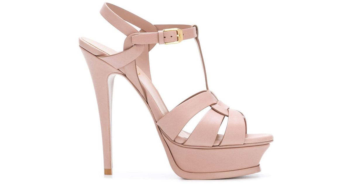 Saint Laurent Leather Tribute Sandals in Pale Rose (Pink) - Save 3% - Lyst