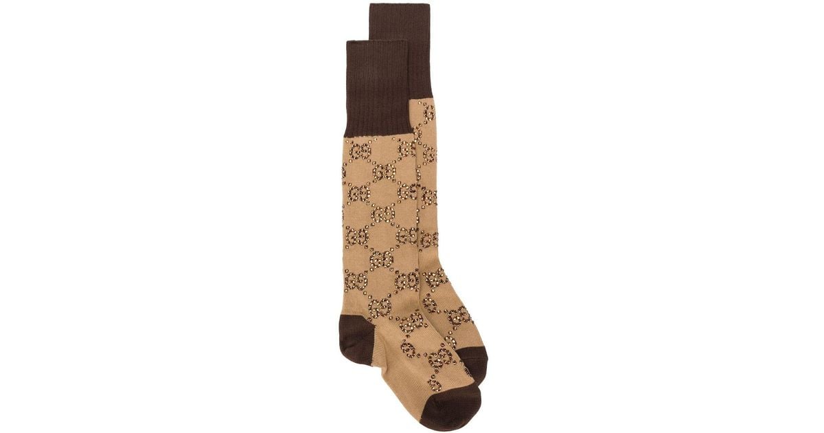 Gucci GG Pattern Socks in Brown Lyst