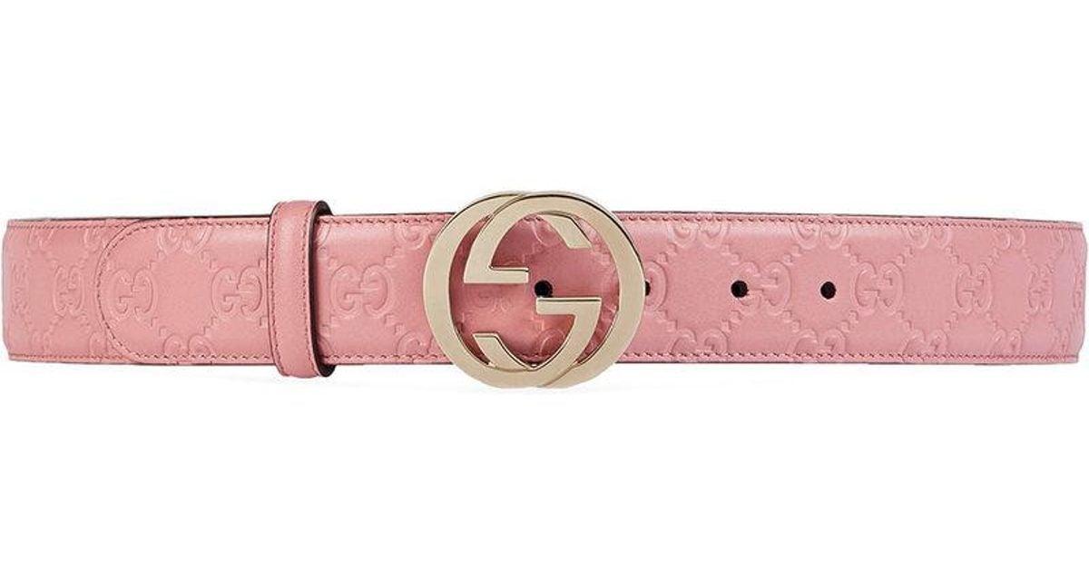 Gucci Signature Belt With G Buckle in Pink Lyst