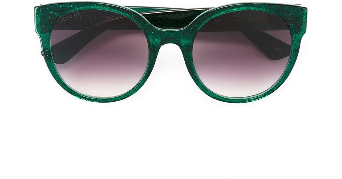 Lyst - Gucci Round Frame Glitter Sunglasses in Green