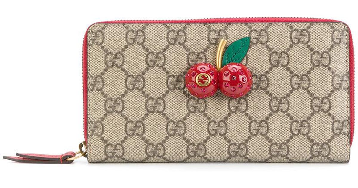 Gucci Gg Supreme Cherry Wallet Lyst