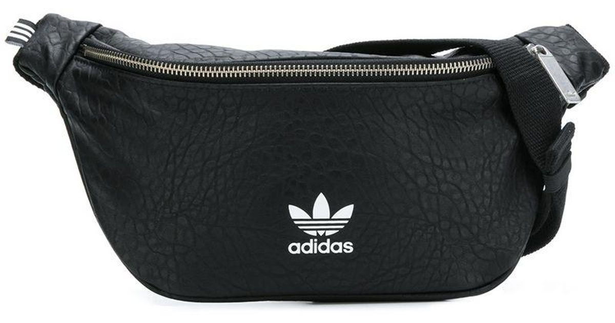 Adidas Black Originals Snakeskin Effect Logo Belt Bag For Men