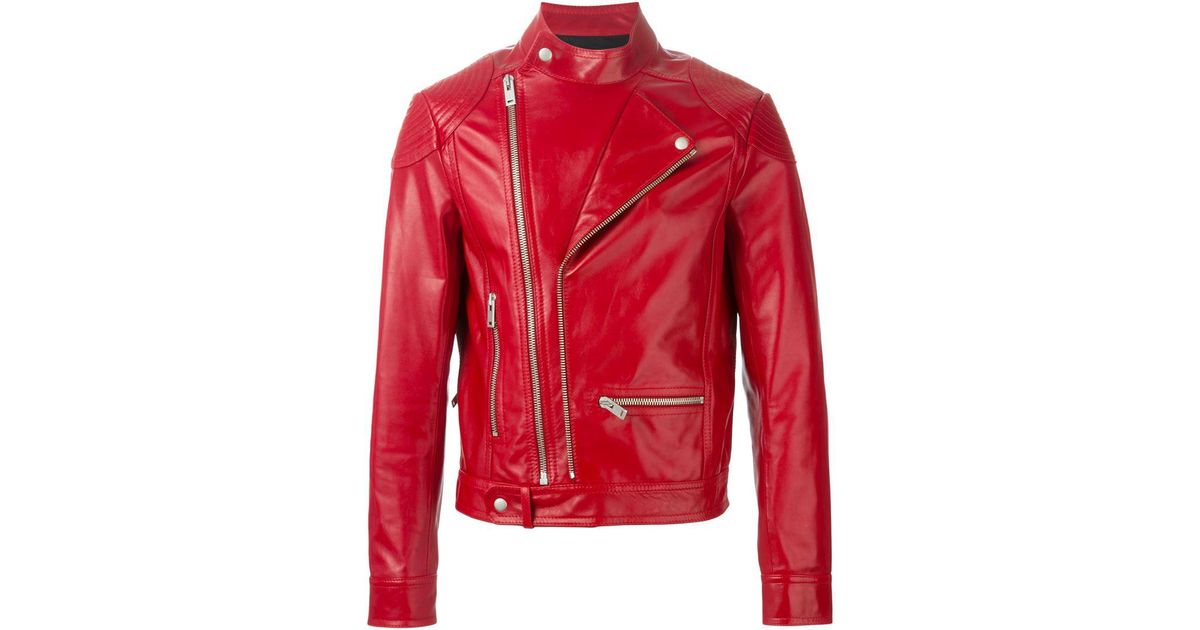 Maison Margiela Classic Biker Jacket In Red For Men Lyst