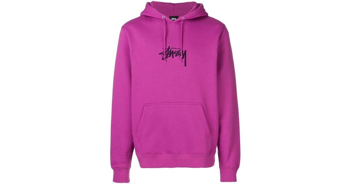 Stussy Embroidered Logo Hoodie in Purple for Men - Lyst