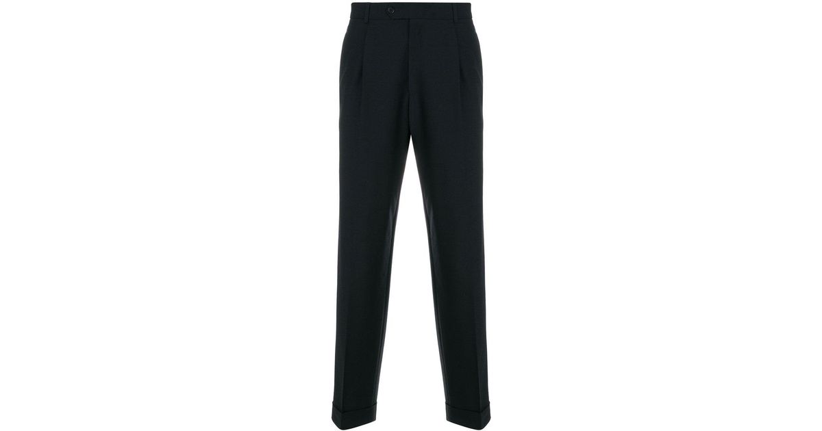 blue straight leg trousers