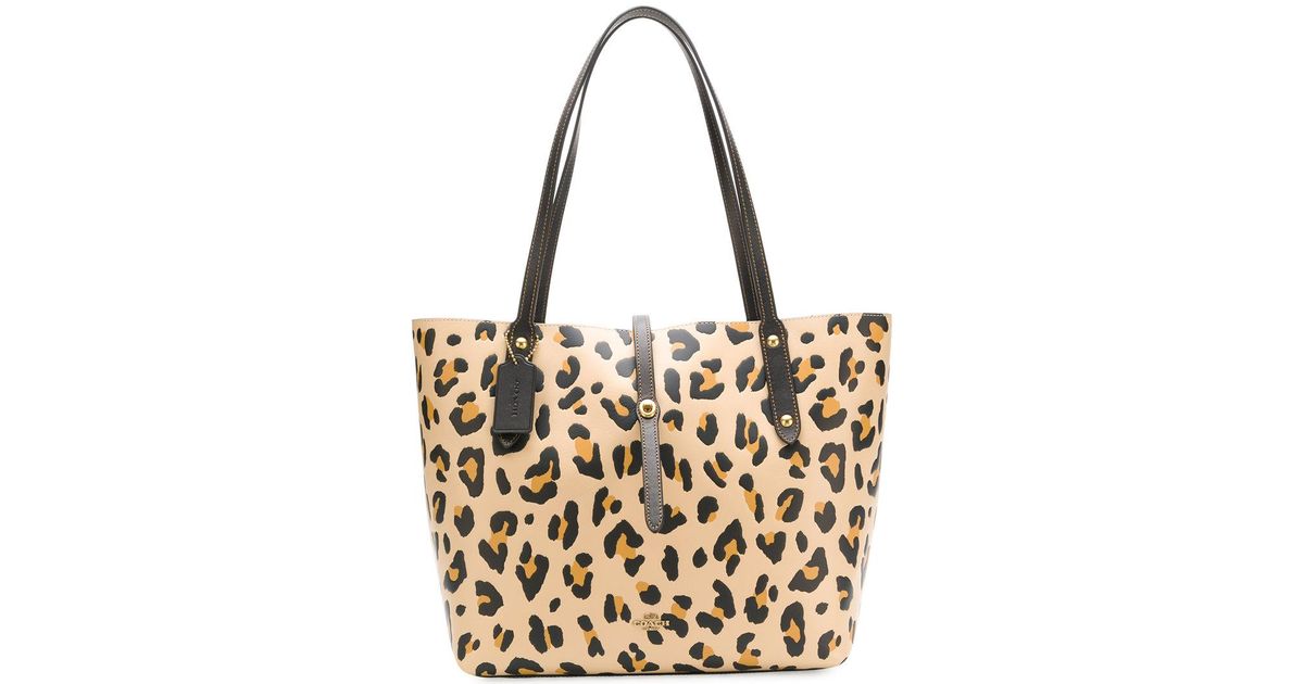 coach leopard market tote