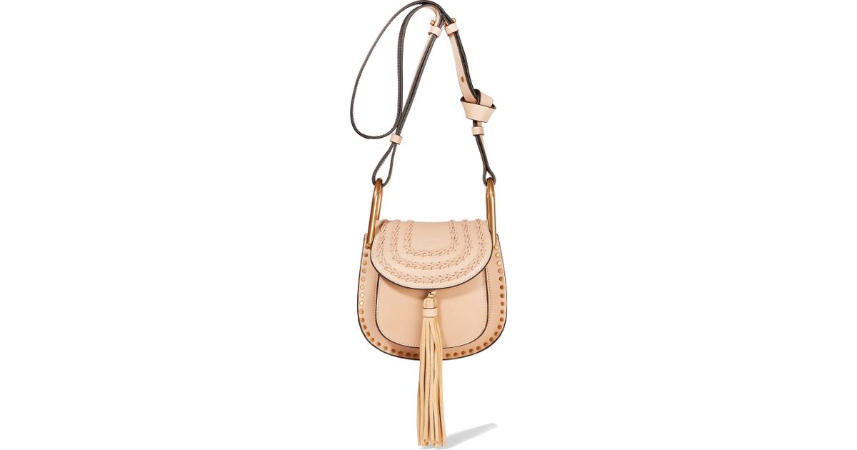 Chlo Chlo Hudson Mini Whipstitched Leather Shoulder Bag in Beige ...