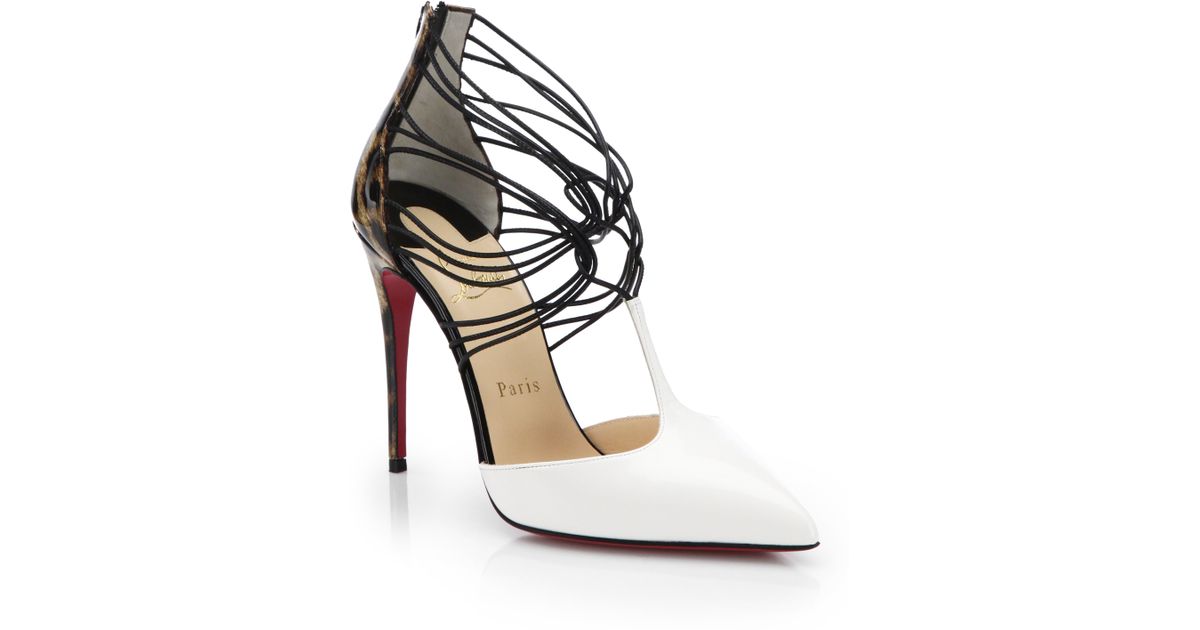 Christian louboutin Confusa Leopard-Print T-Strap Pumps in White ...