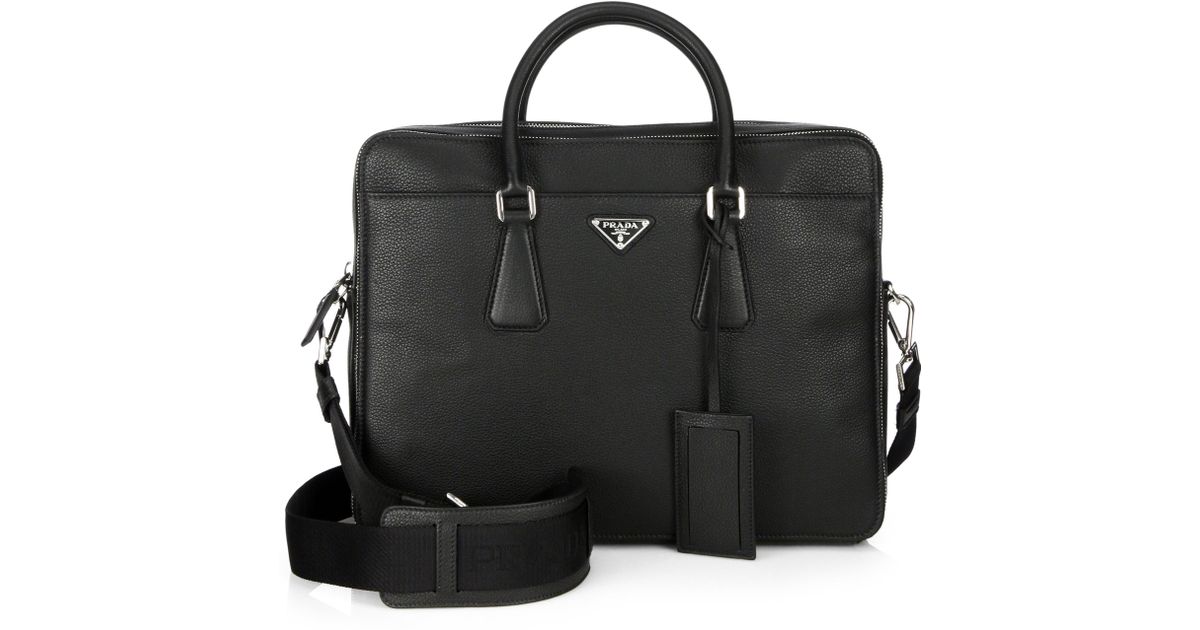 Prada Vitello Grain Computer Briefcase in Black for Men | Lyst  