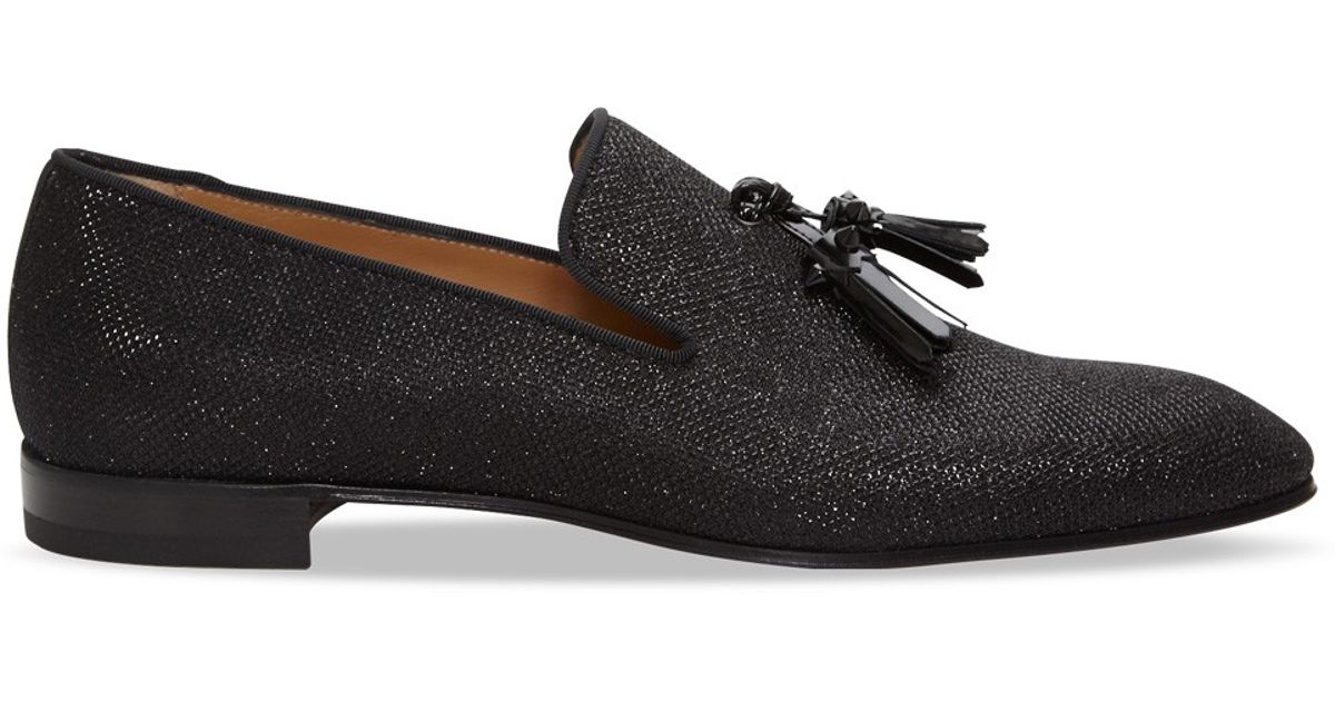 Christian louboutin Dandelion Glitter Leather Loafers in Black for ...