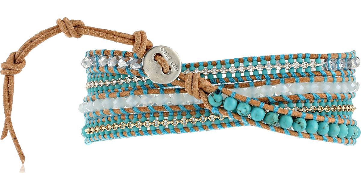 Lyst Chan Luu 32 Turquoise Mixbeige Seed Bead Wrap Bracelet In Blue
