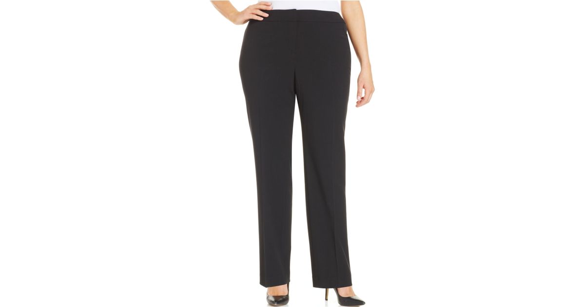 nine west plus size elastic waist crepe pant