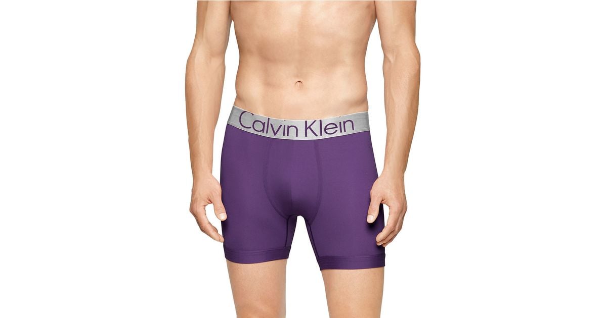 Calvin klein Steel Microfiber Boxer Briefs in Purple for Men Lyst