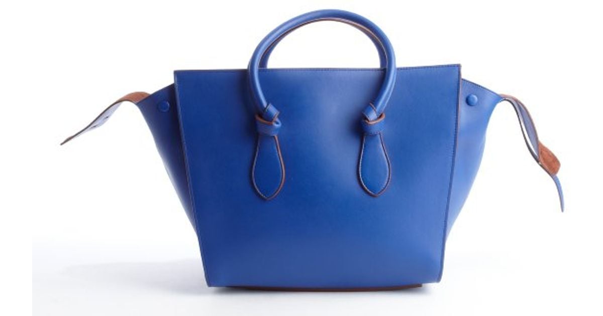 Cline Indigo Leather Knot Bag with Matching Pouchette in Blue ...  