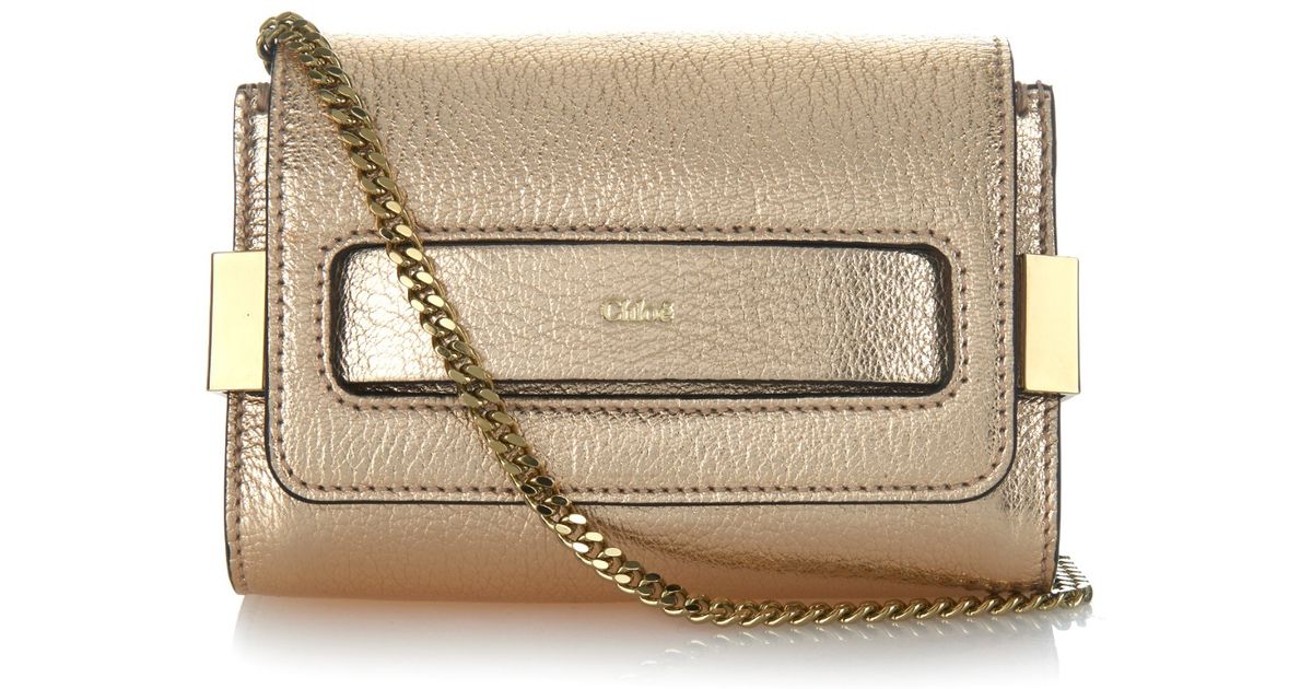 chloe handbags sale online - Chlo Elle Mini Leather Clutch in Gold | Lyst