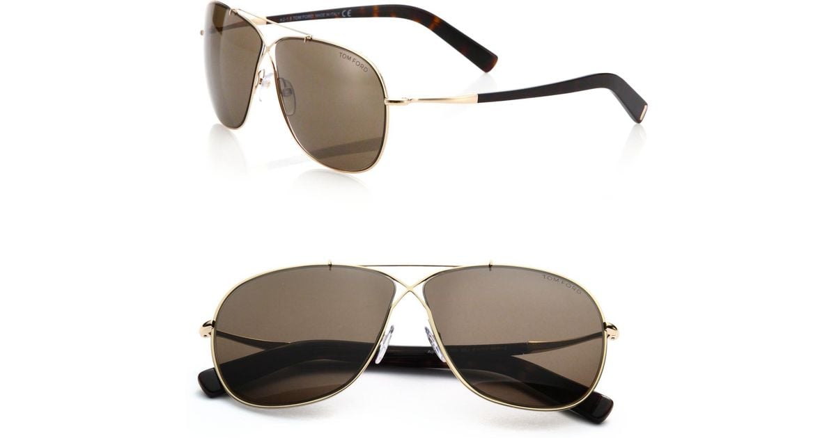Tom ford April Criss-cross 61mm Aviator Sunglasses in Metallic for Men ...
