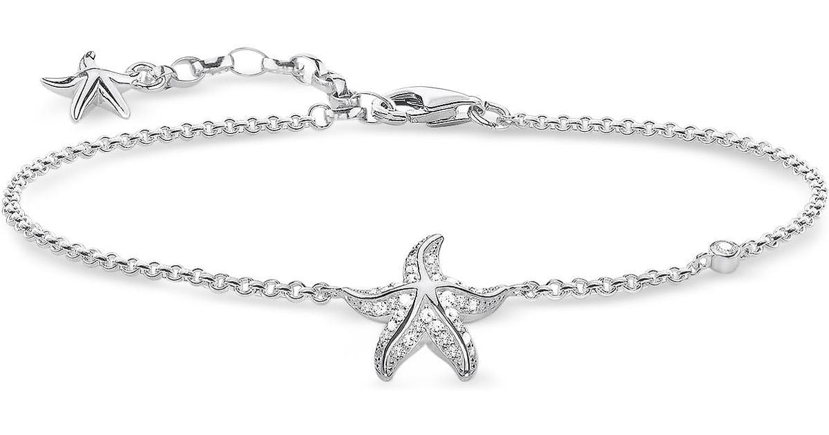 Lyst Thomas Sabo Sterling Silver Starfish Bracelet W White Lyst Thomas Sabo Sterling Silver Starfish Bracelet W White Zirconia In Metallic