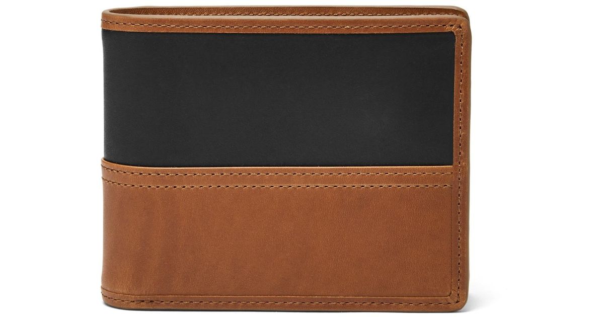 Fossil Tate Rfid Large Coin Pocket Bifold Wallet Cognac in Brown for Men - Lyst