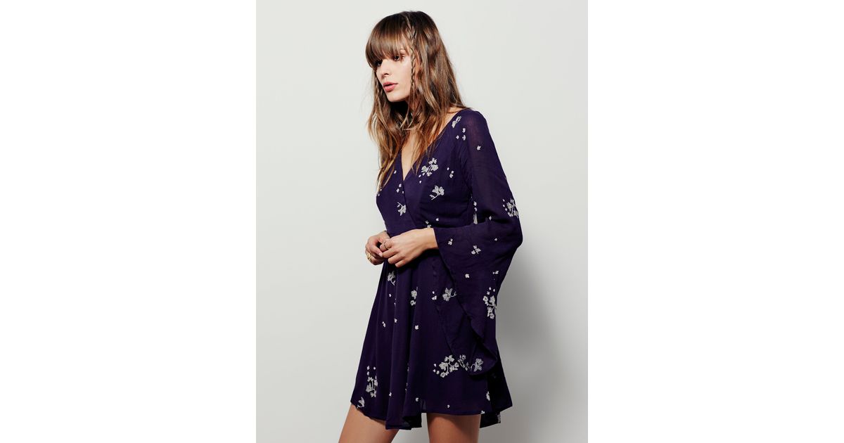 Free People Jasmine Embroidered Dress In Blue Lyst