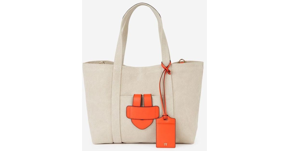 Cuir Tila Lyst Sac Bride Cabas Canvas March Toile Et Orange wkXPZuTiO