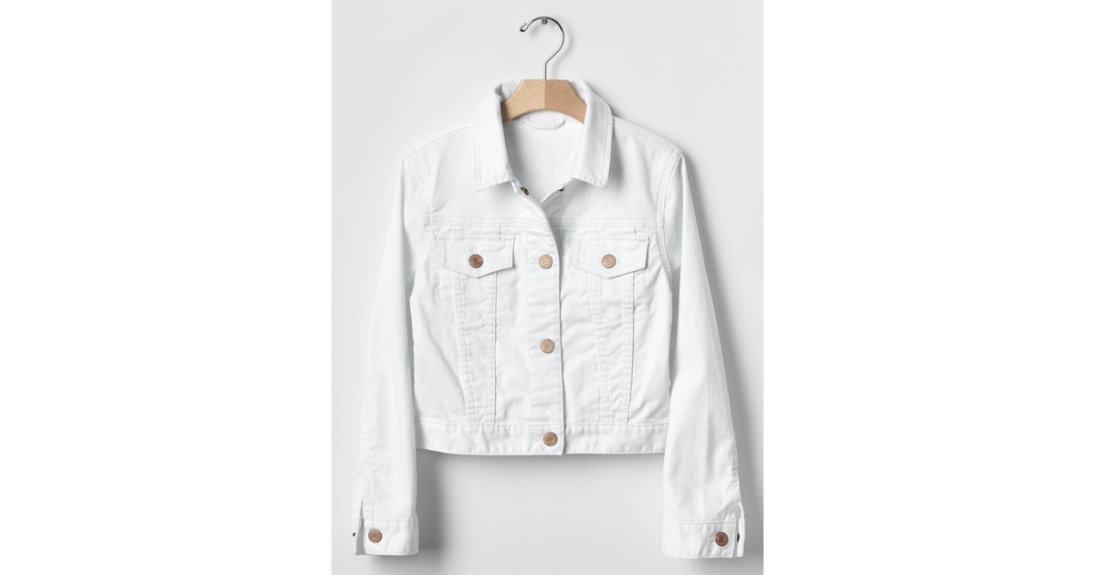 Gap 1969 Short Stain Resistant Denim Jacket in White (white denim) Lyst