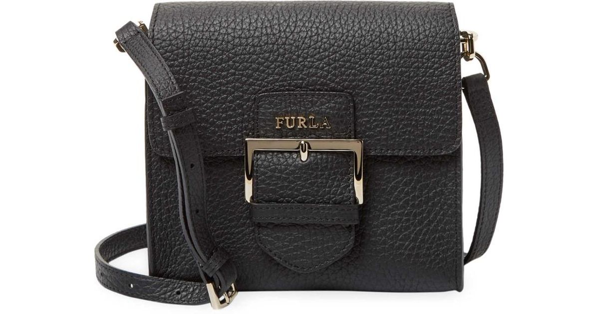 Lyst Furla Pebbled Leather Crossbody Bag in Black