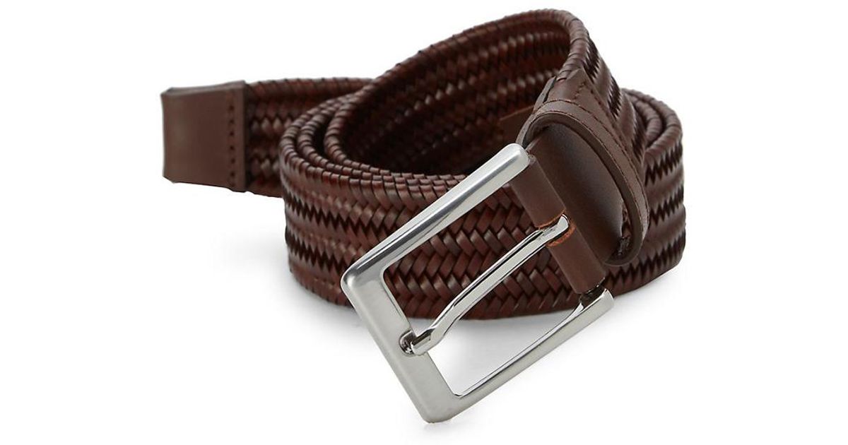 Saks Fifth Avenue Basket Weave Leather Belt in Brown for Men - Lyst