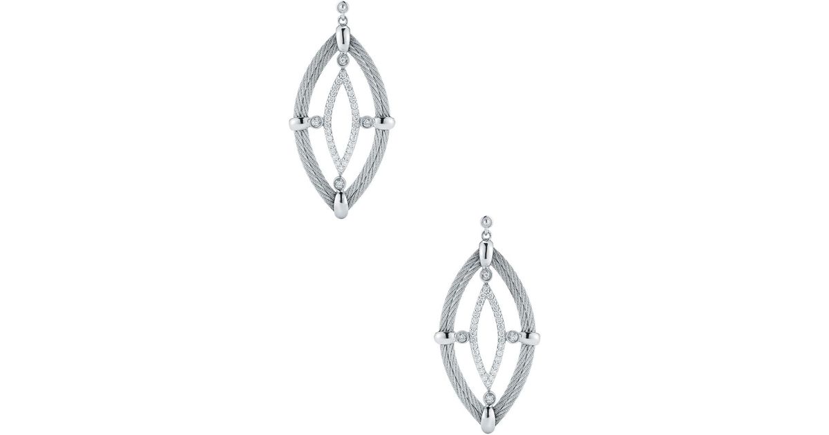 Lyst Alor Stainless Steel Diamond Earrings In Metallic