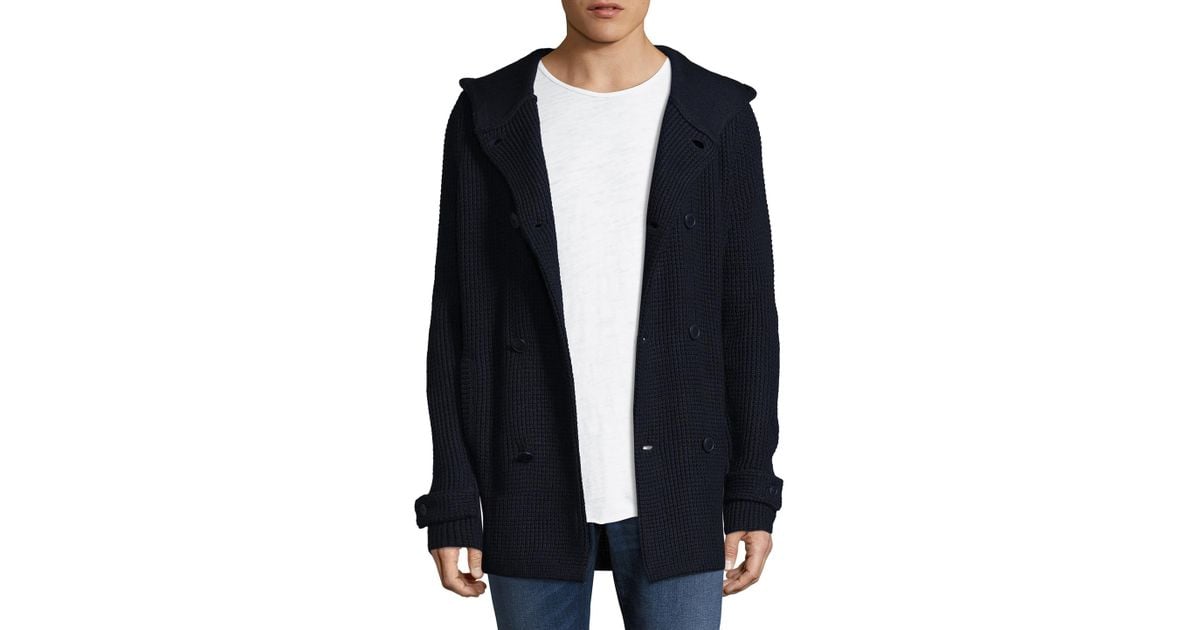 Armani exchange Textured Hooded Cardigan in Blue for Men | Lyst