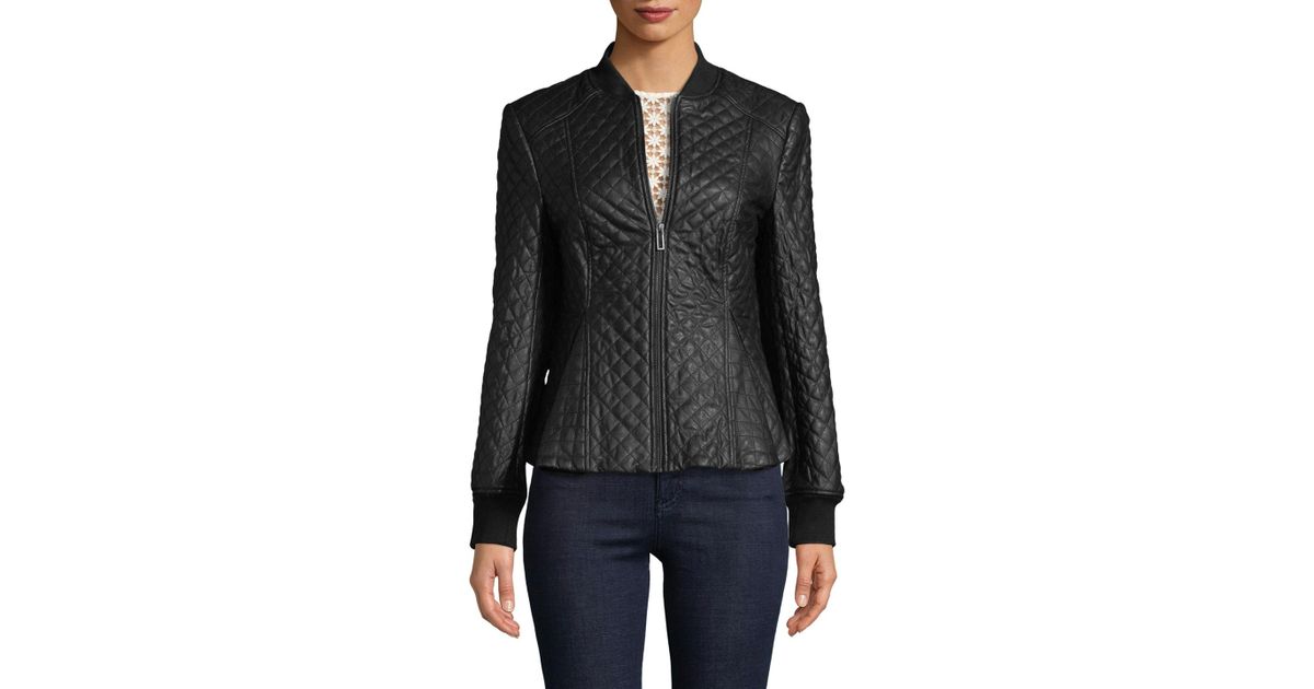 Lyst Bcbgmaxazria Charles Knit Jkt Fx Leathr In Black