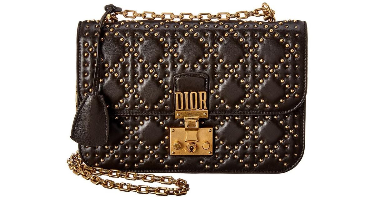 Dior Addict Studded Leather Shoulder Bag in Gray Lyst