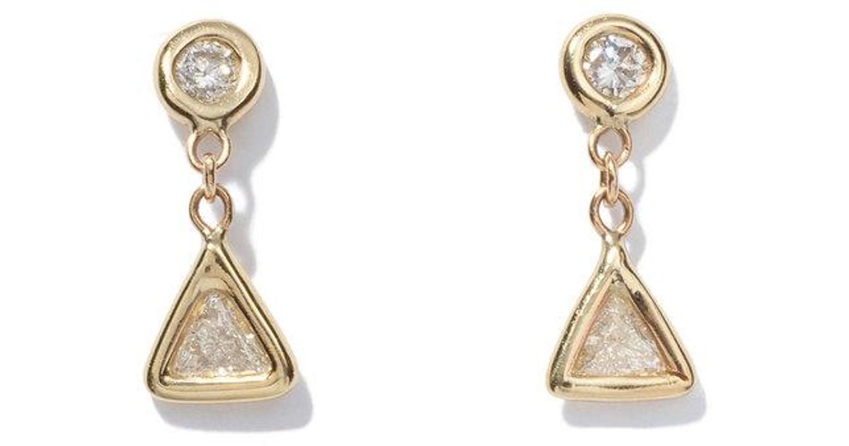 Lyst Jacquie Aiche Trillion Diamond Drop Stud Earrings