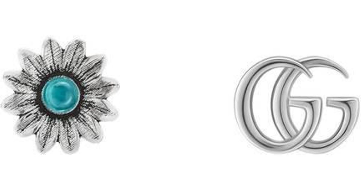 Lyst Gucci Double G Flower Stud Earrings In Metallic