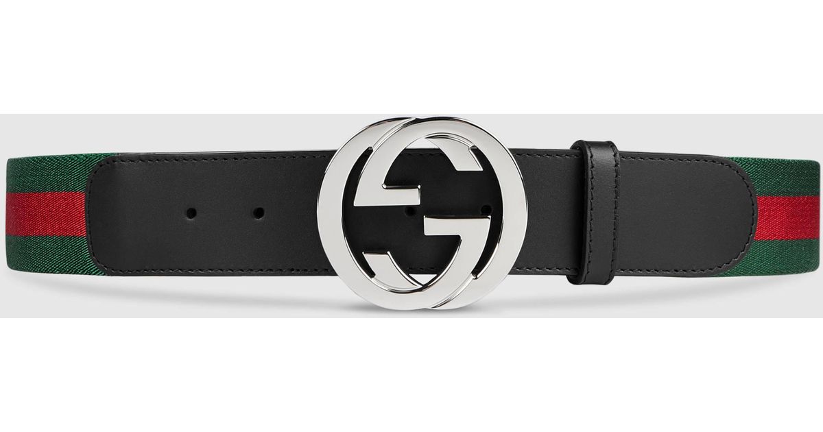 Gucci Web Belt With G Buckle in Green for Men | Lyst