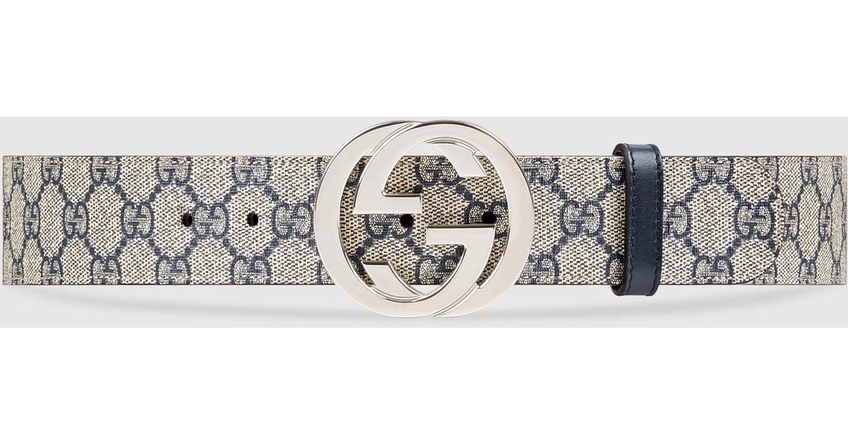 Gucci Gg Supreme Belt With G Buckle in Blue for Men | Lyst