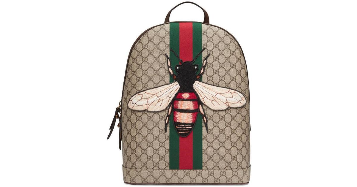 Gucci Web Animalier Backpack With Bee | Lyst
