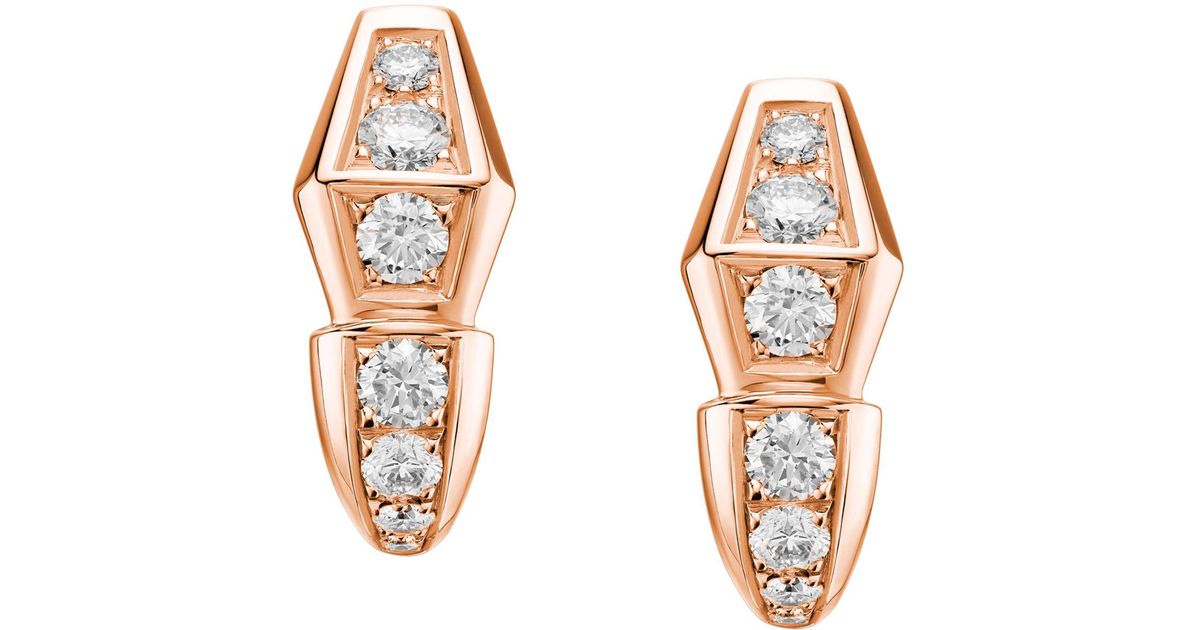Bvlgari Rose Gold And Diamond Serpenti Earrings In Metallic Lyst