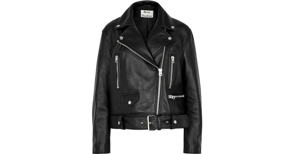 Acne Merlyn Black Leather Biker Jacket In Lyst